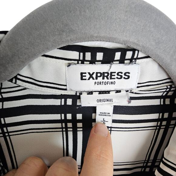 Express Shirt Women L White Black Plaid Shirt Portofino Express Portofin… - Picture 5 of 8